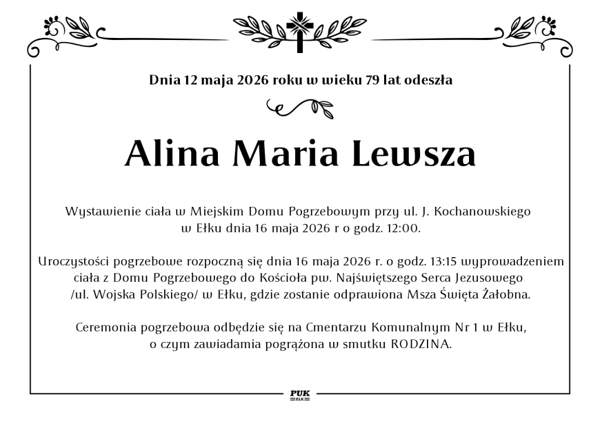 Alina Maria Lewsza - nekrolog